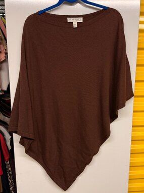 BEAUTIFUL by Lawrence Zarian Asymmetric Hem Sweater Poncho - Espresso -Size XS/S